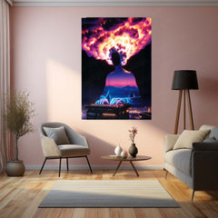 🌌 A Cosmic Being Attached | Surreal Sci-Fi Metal Frame Poster for Space & Spiritual Art Lovers - TURTLEWINGS 