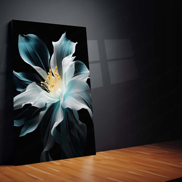 Abstract Metal Poster | Abstract Flower on Black Background – Elegant Metal Poster | Modern Art Wall Frame