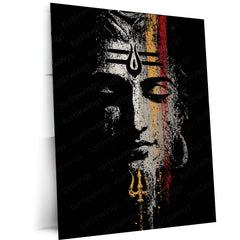 Lord Shiva – Trishul and Third Eye Metal Frame | Mahadev Spiritual Wall Art | Divine Poster of Strength & Awakening