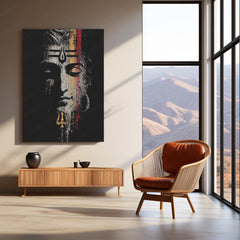 Lord Shiva – Trishul and Third Eye Metal Frame | Mahadev Spiritual Wall Art | Divine Poster of Strength & Awakening