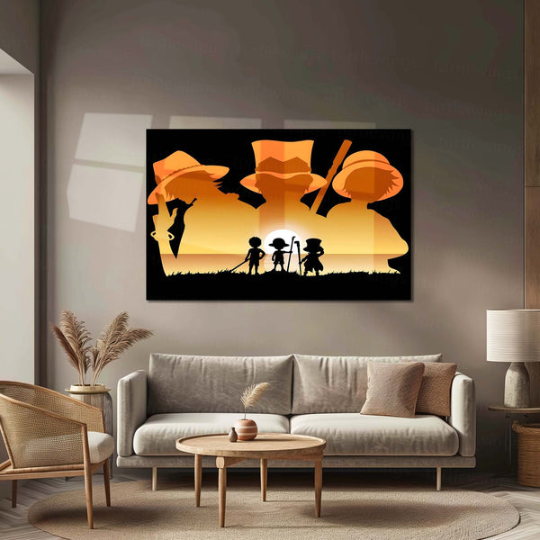 Anime Metal Poster | Ace, Sabo & Luffy – One Piece Brotherhood Metal Poster | Anime Wall Frame