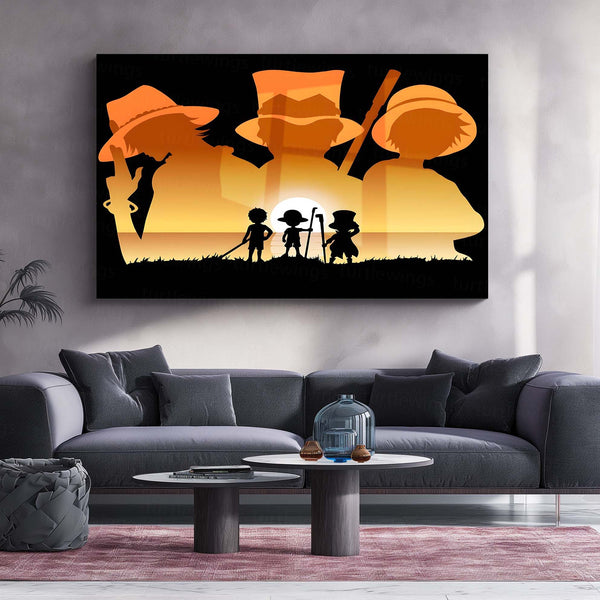 Anime Metal Poster | Ace, Sabo & Luffy – One Piece Brotherhood Metal Poster | Anime Wall Frame