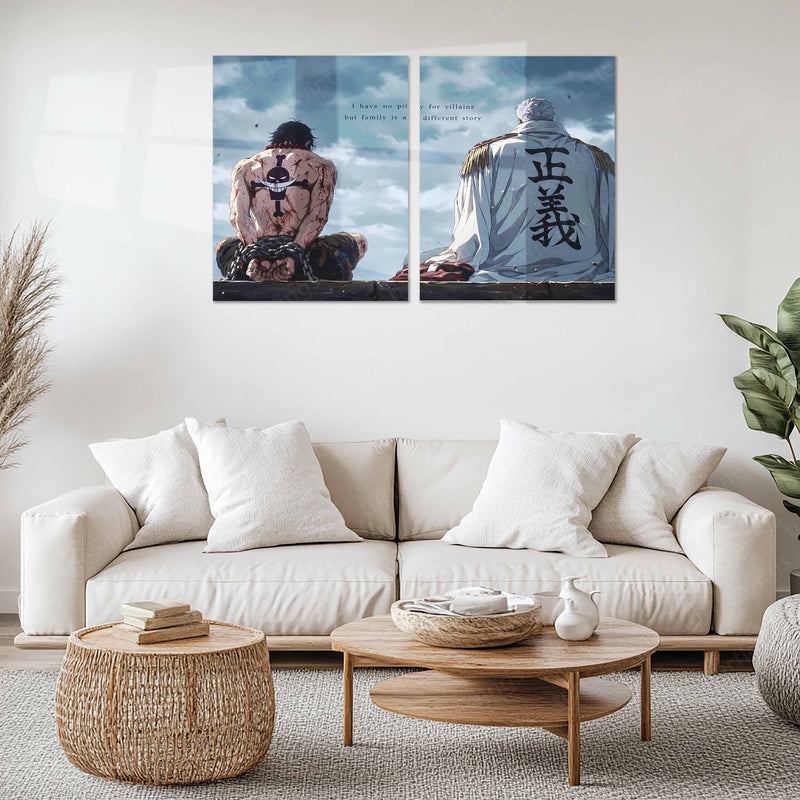 Anime Metal Poster Set of 2 | One Piece | Ace & Garp Emotional Family Wall Art – main product image