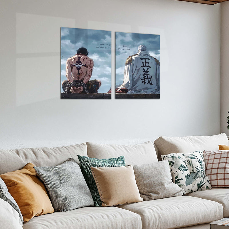 Anime Metal Poster Set of 2 | One Piece | Ace & Garp Emotional Family Wall Art – product image 2