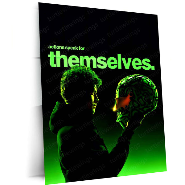 Quote Metal Poster | Lando Norris – Actions Speak for Themselves Metal Frame Quiet Confidence Formula 1 Wall Art | Modern Racer Mindset Quote Metal Poster