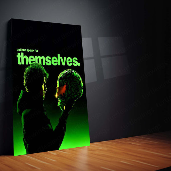 Quote Metal Poster | Lando Norris – Actions Speak for Themselves Metal Frame Quiet Confidence Formula 1 Wall Art | Modern Racer Mindset Quote Metal Poster