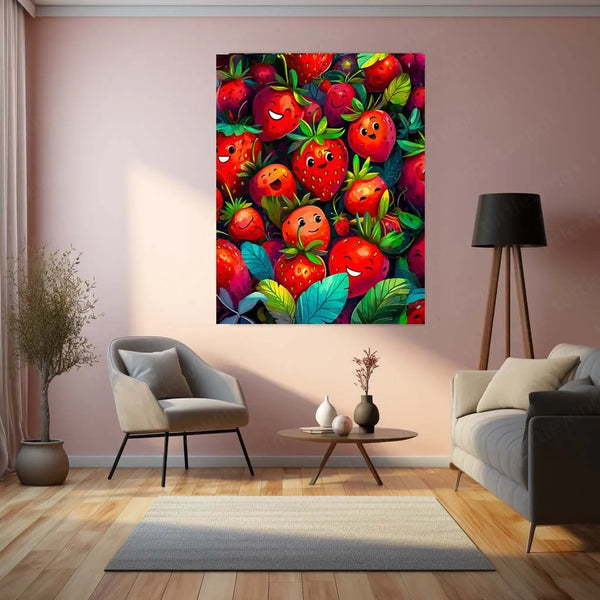 Urban Aesthetic Metal Poster | Aesthetic Strawberry Metal Poster – Sweet & Vibrant Wall Art - TURTLEWINGS 