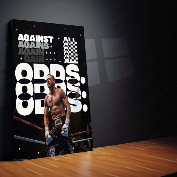 Against All Odds – Boxing Grit Metal Frame | Fighter’s Spirit Motivational Wall Art | Underdog Victory Poster