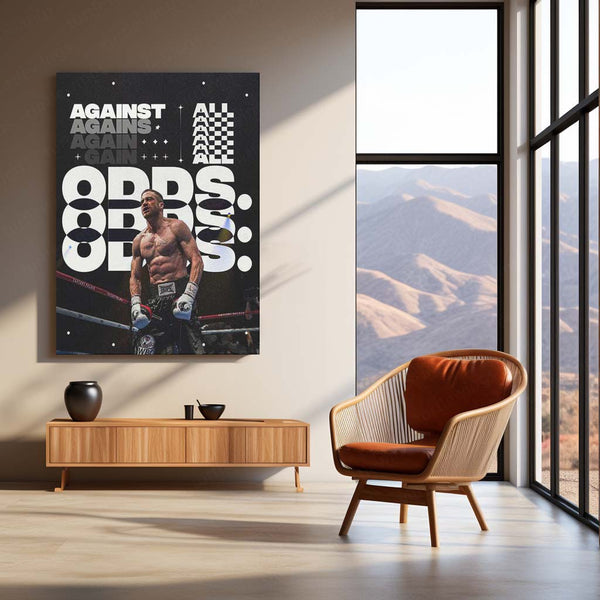 Against All Odds – Boxing Grit Metal Frame | Fighter’s Spirit Motivational Wall Art | Underdog Victory Poster