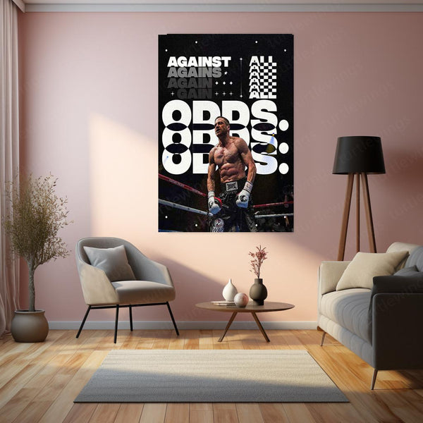 Against All Odds – Boxing Grit Metal Frame | Fighter’s Spirit Motivational Wall Art | Underdog Victory Poster