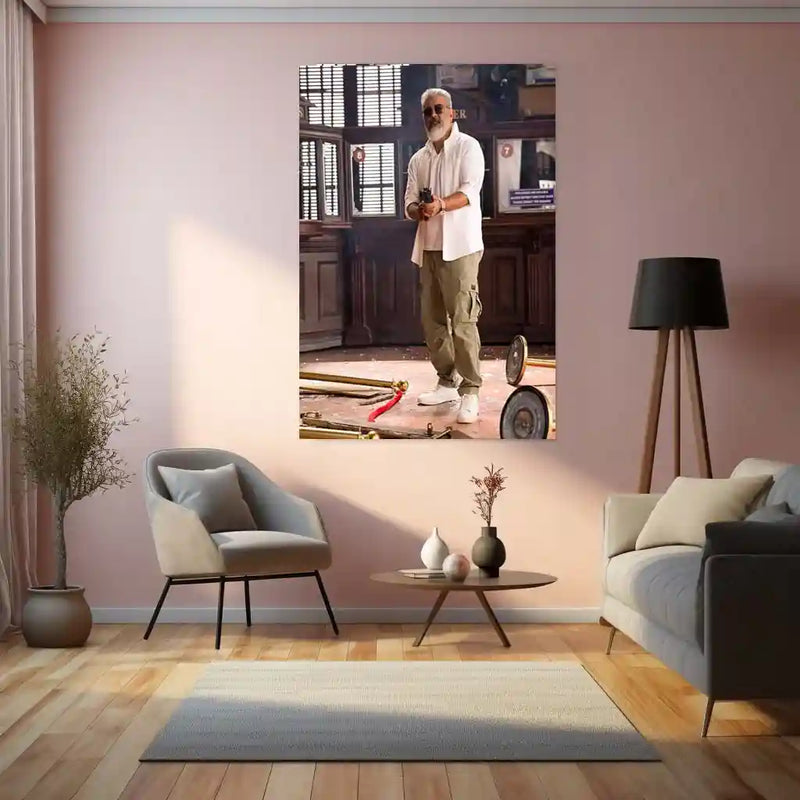 Movies & Series Metal Poster | Thala Ajith Kumar Stylish Metal Poster | Mass South Superstar Wall Art | Premium Actor Portrait Frame 01 - TURTLEWINGS 