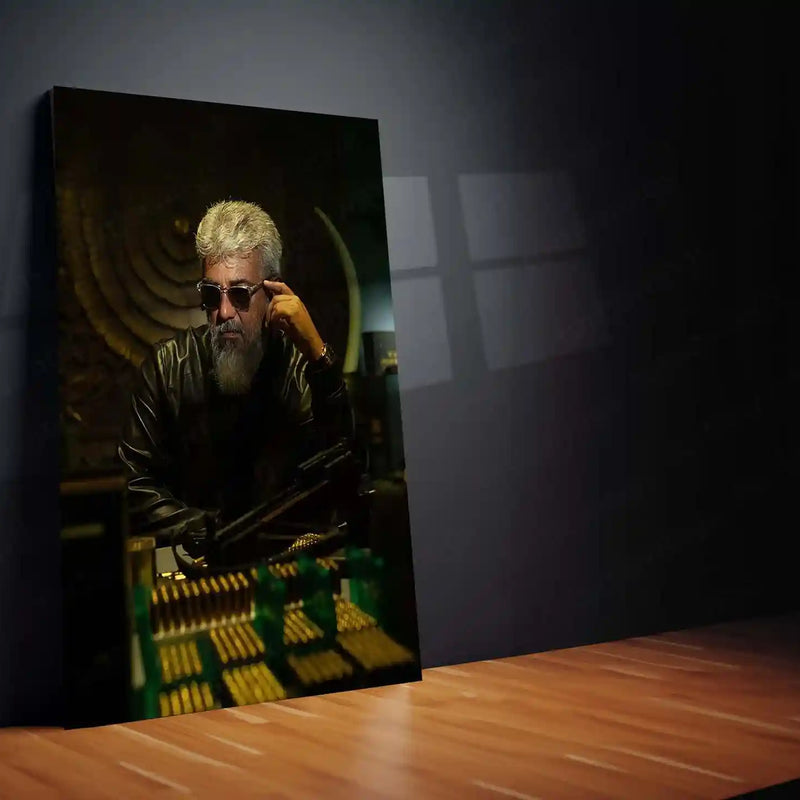 Movies & Series Metal Poster | Thala Ajith Kumar Stylish Metal Poster | Mass South Superstar Wall Art | Premium Actor Portrait Frame 03 - TURTLEWINGS 