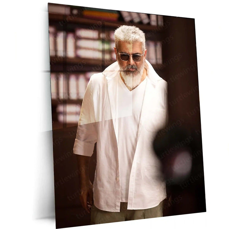Movies & Series Metal Poster | Thala Ajith Kumar Stylish Metal Poster | Mass South Superstar Wall Art | Premium Actor Portrait Frame 04 - TURTLEWINGS 