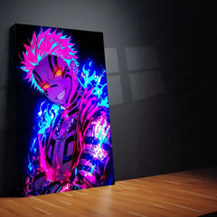 Anime Metal Poster | Akaza – Destructive Resolve | Demon Slayer Battle Metal Frame | Dark Anime Warfare Wall Art - TURTLEWINGS 