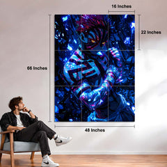 Anime Metal Poster Set of 9 | Akaza | Demon Slayer Anime 9 Panel Wall Art | Upper Rank Three Manga Metal Print