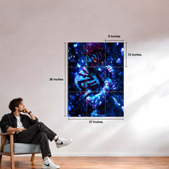 Anime Metal Poster Set of 9 | Akaza | Demon Slayer Anime 9 Panel Wall Art | Upper Rank Three Manga Metal Print