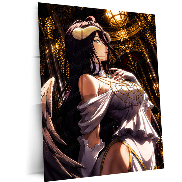 Anime Metal Poster | Overlord Metal Poster | Albedo Royal Guardian Wall Art | Dark Fantasy Anime Queen Metal Frame – main