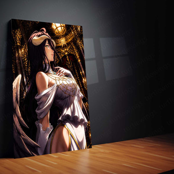 Anime Metal Poster | Overlord Metal Poster | Albedo Royal Guardian Wall Art | Dark Fantasy Anime Queen Metal Frame – product