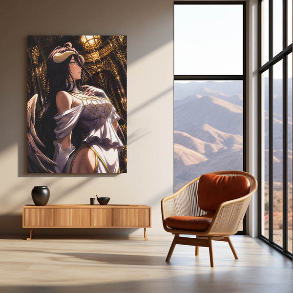 Anime Metal Poster | Overlord Metal Poster | Albedo Royal Guardian Wall Art | Dark Fantasy Anime Queen Metal Frame – product