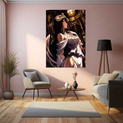 Anime Metal Poster | Overlord Metal Poster | Albedo Royal Guardian Wall Art | Dark Fantasy Anime Queen Metal Frame – product