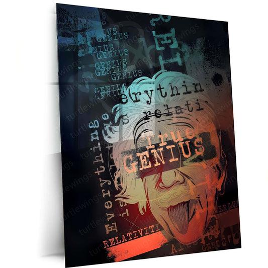 Urban Aesthetic Metal Poster |  Albert Einstein Aesthetic Art Metal Poster – Inspirational Wall Decor