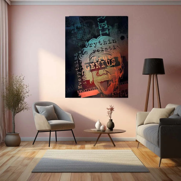 Urban Aesthetic Metal Poster | Albert Einstein Aesthetic Art Metal Poster – Inspirational Wall Decor - TURTLEWINGS 