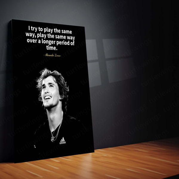 Quote Metal Poster | Alexander Zverev Tennis Quote – Motivational Sports Metal Poster | Inspirational Wall Frame