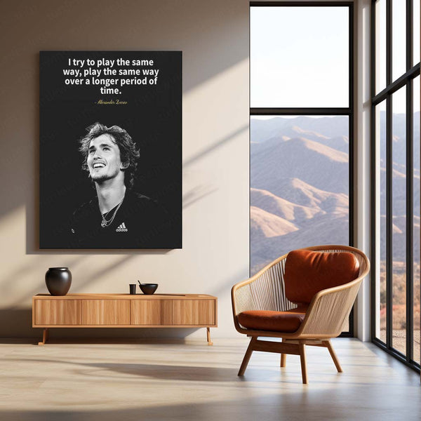 Quote Metal Poster | Alexander Zverev Tennis Quote – Motivational Sports Metal Poster | Inspirational Wall Frame