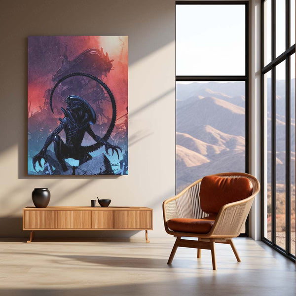 Alien Romulus – Xenomorph Sci-Fi Horror Metal Poster | Dark Movie Wall Frame