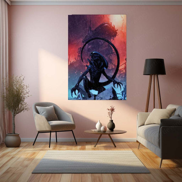 Alien Romulus – Xenomorph Sci-Fi Horror Metal Poster | Dark Movie Wall Frame