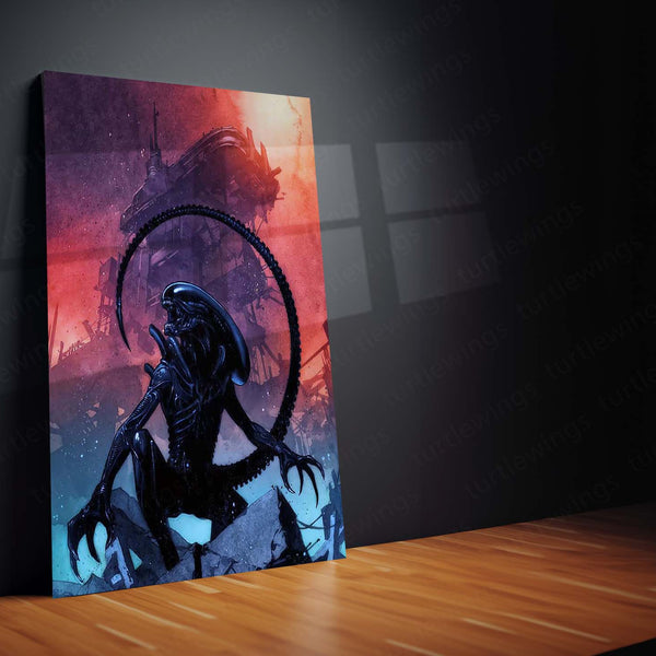 Alien Romulus – Xenomorph Sci-Fi Horror Metal Poster | Dark Movie Wall Frame