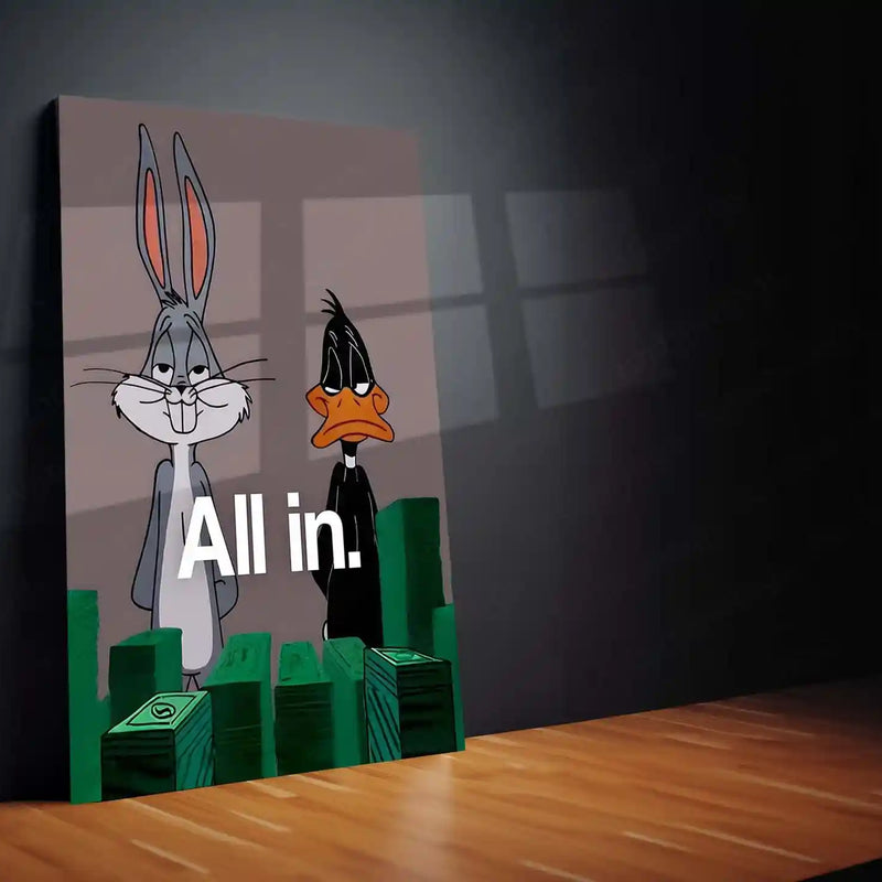 Quote Metal Poster |All In | High-Stakes, Zero-Doubt Hustle Metal Frame - TURTLEWINGS 