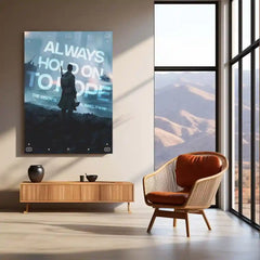 Quote Metal Poster | Always Hold On to Hope Metal Frame | Inspirational Quote Wall Art | Futuristic Motivational Metal Poster - TURTLEWINGS 