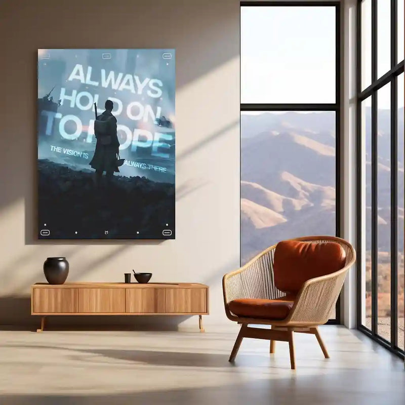 Quote Metal Poster | Always Hold On to Hope Metal Frame | Inspirational Quote Wall Art | Futuristic Motivational Metal Poster - TURTLEWINGS 
