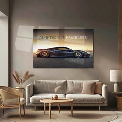 Ambition is Priceless – Ferrari 458 Metal Poster | Supercar Motivation Wall Art