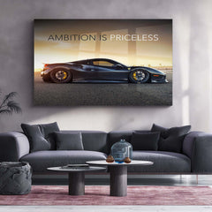 Ambition is Priceless – Ferrari 458 Metal Poster | Supercar Motivation Wall Art