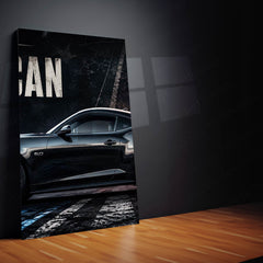 Car Metal Poster Set of 3 | Ford Mustang GT American Street Legend Route 66 Triptych Wall Art