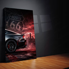 Car Metal Poster Set of 3 | Ford Mustang GT American Street Legend Route 66 Triptych Wall Art