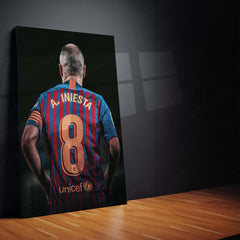 Andrés Iniesta Barcelona #8 – Iconic Back Pose Graphic Metal Frame | Barça Legend Wall Art - TURTLEWINGS 