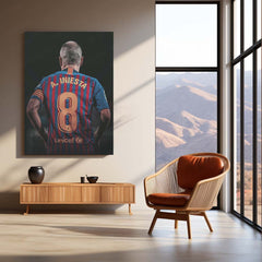 Andrés Iniesta Barcelona #8 – Iconic Back Pose Graphic Metal Frame | Barça Legend Wall Art - TURTLEWINGS 