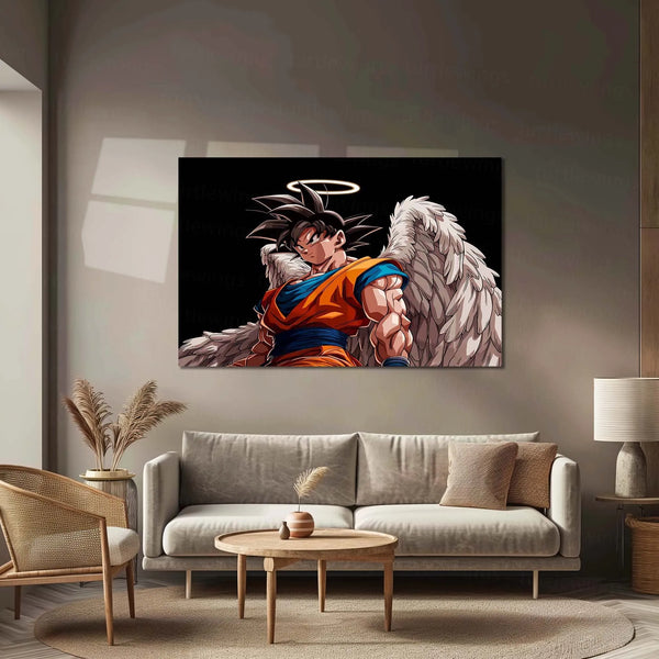 Anime Metal Frame | Angel Goku Metal Poster | Dragon Ball Z Wall Art | Divine Wings Goku Frame | Anime Room Decor - TURTLEWINGS 