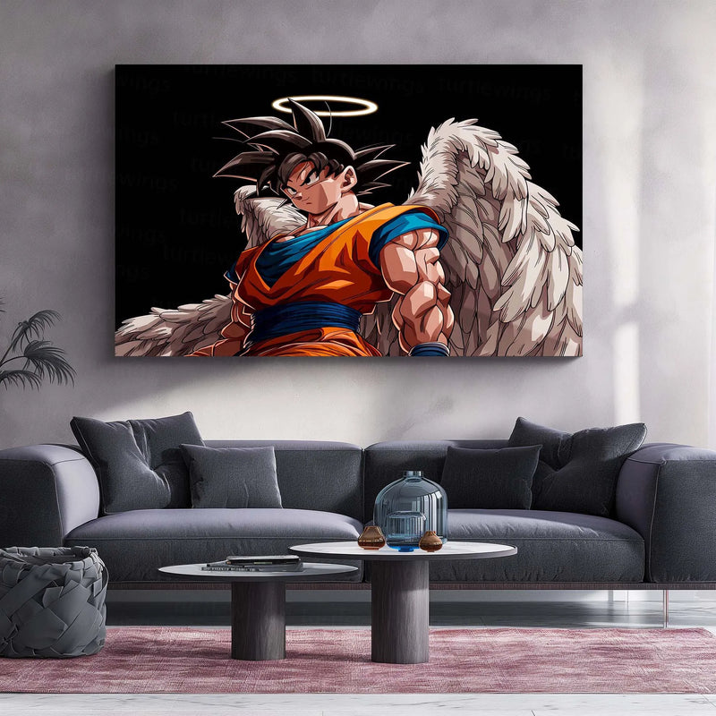 Anime Metal Frame | Angel Goku Metal Poster | Dragon Ball Z Wall Art | Divine Wings Goku Frame | Anime Room Decor - TURTLEWINGS 