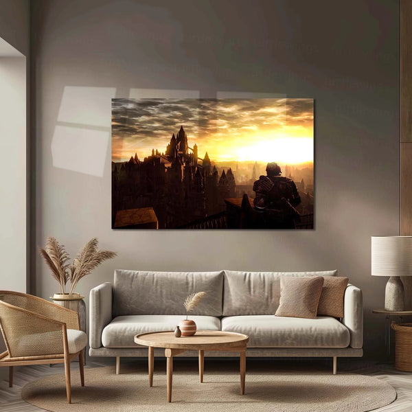 Anor Londo | City of Sunlight Gaming Metal Frame Golden Majesty, Fallen Glory & Eternal Challenge Wall Art - TURTLEWINGS 