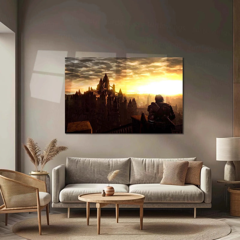 Anor Londo | City of Sunlight Gaming Metal Frame Golden Majesty, Fallen Glory & Eternal Challenge Wall Art - TURTLEWINGS 