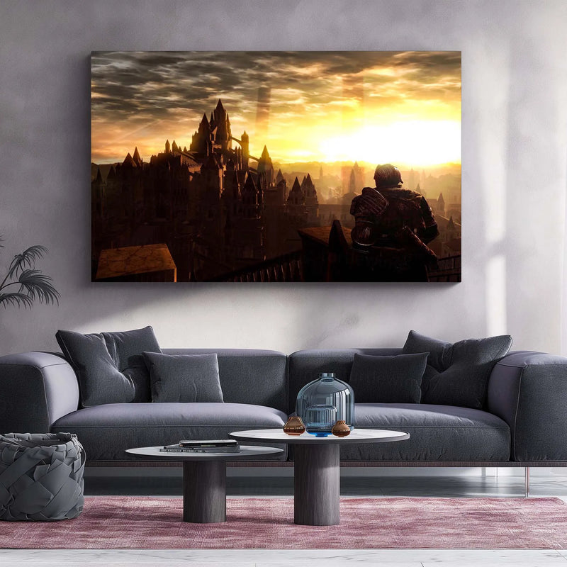 Anor Londo | City of Sunlight Gaming Metal Frame Golden Majesty, Fallen Glory & Eternal Challenge Wall Art - TURTLEWINGS 