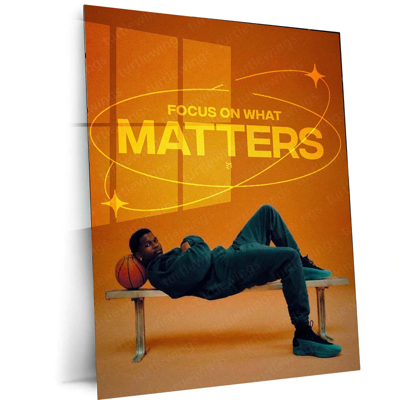 Quote Metal Poster | Anthony Edwards | “Focus On What Matters” | NBA Motivational Metal Poster Frame - TURTLEWINGS 