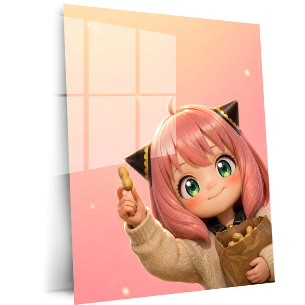Anime Metal Poster | Anya Forger Anime Metal Poster | Spy x Family Cute Pink Aesthetic Wall Art | Premium Metal Print