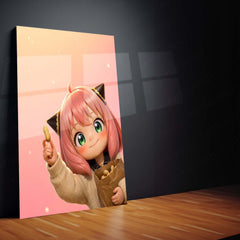 Anime Metal Poster | Anya Forger Anime Metal Poster | Spy x Family Cute Pink Aesthetic Wall Art | Premium Metal Print