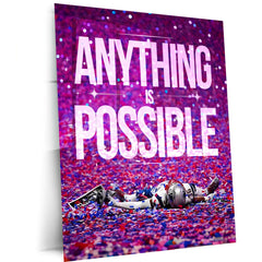 Quote Metal Poster | Tom Brady – Anything Is Possible Metal Frame GOAT Mentality NFL Wall Art | Championship Belief Quote Metal Poster