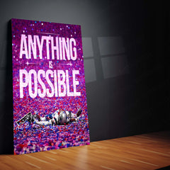 Quote Metal Poster | Tom Brady – Anything Is Possible Metal Frame GOAT Mentality NFL Wall Art | Championship Belief Quote Metal Poster